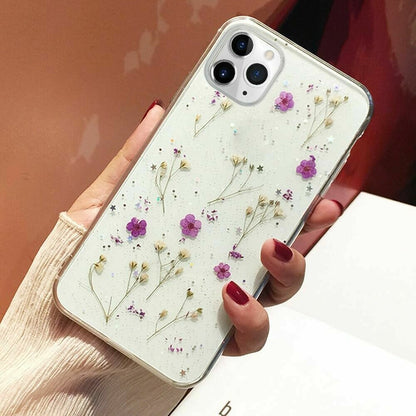 Glitter Case for Iphone 15 12 11 14 XR 6 7 8 Xs Cute Flower TPU Clear Soft Cover