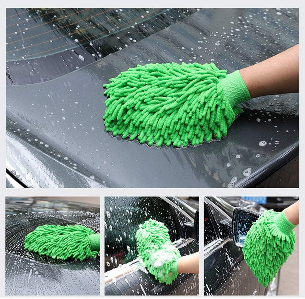 4 Pcs Car Wash Mitts, Double Sided Microfiber Car Wash Mitts Super Absorbent Microfibre Gloves Microfibre Cloth for Car Cleaning Household Cleaning（Random Color）