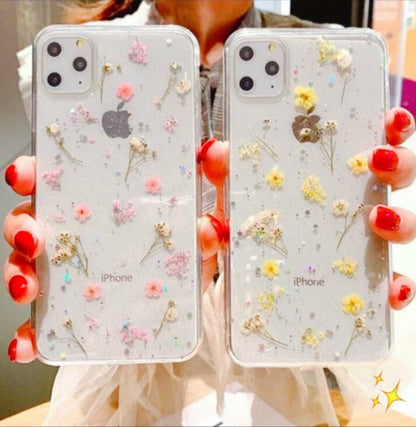 Glitter Case for Iphone 15 12 11 14 XR 6 7 8 Xs Cute Flower TPU Clear Soft Cover