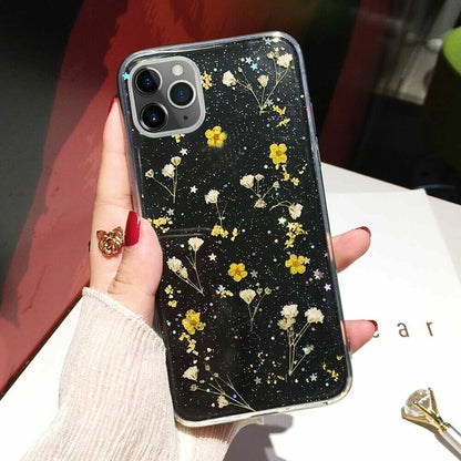 Glitter Case for Iphone 15 12 11 14 XR 6 7 8 Xs Cute Flower TPU Clear Soft Cover